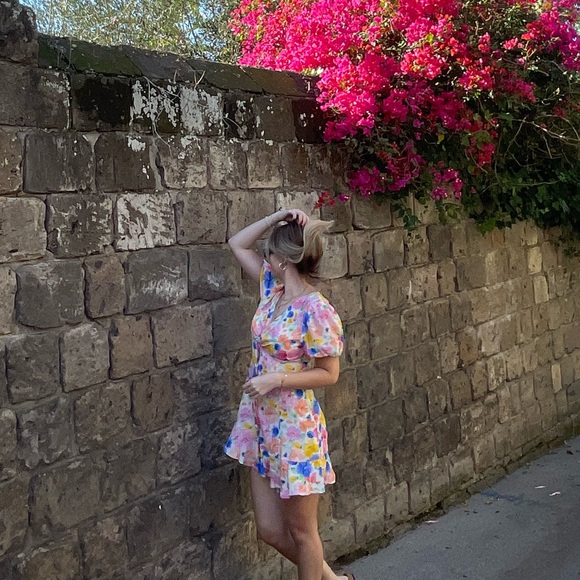 Zara - Floral Print Mini Dress - Picture 3 of 8